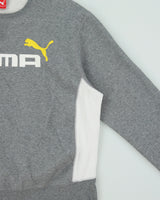 Vintage Puma Marl Grey Spell Out Crewneck Panel Sweatshirt - L