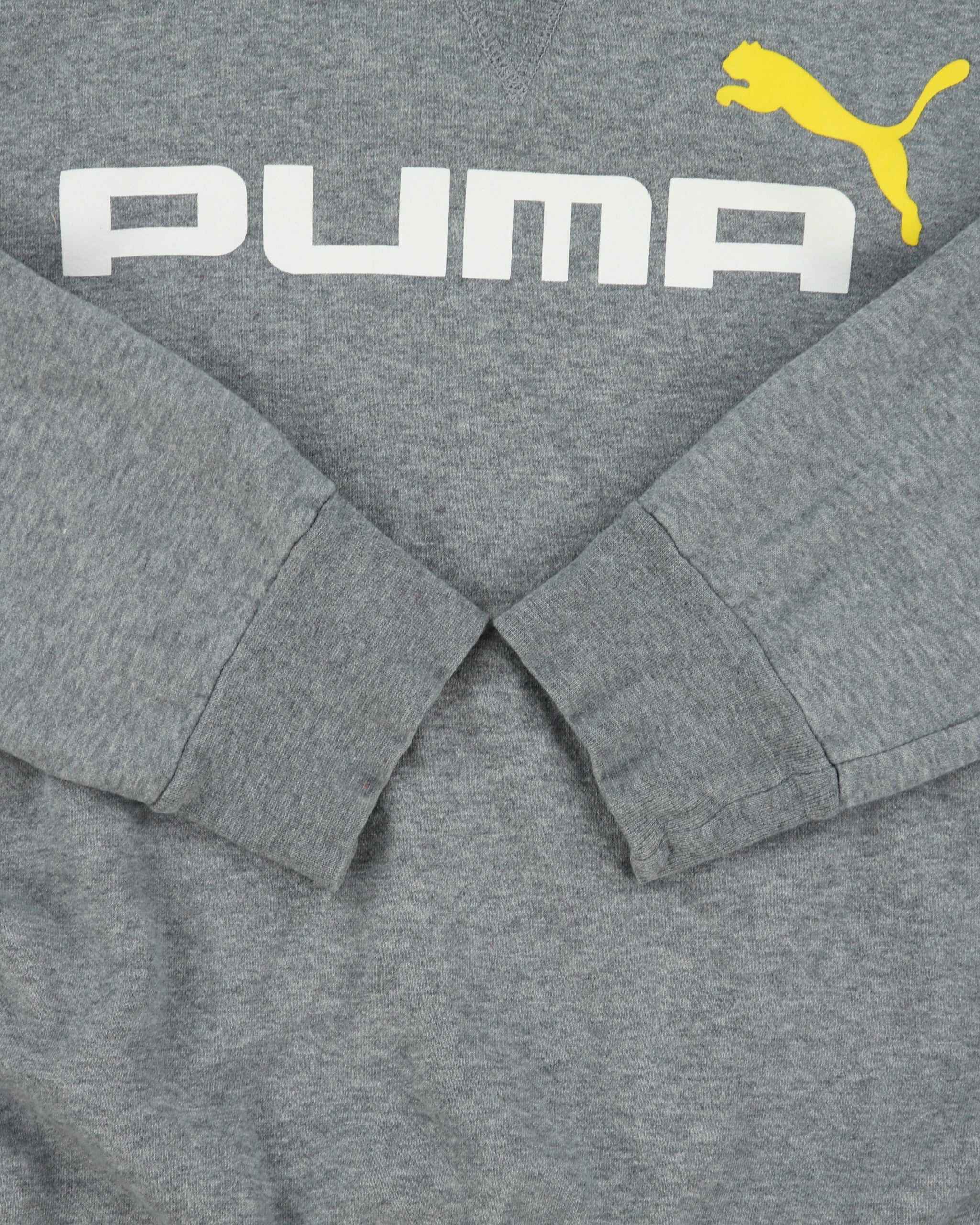 Vintage Puma Marl Grey Spell Out Crewneck Panel Sweatshirt - L