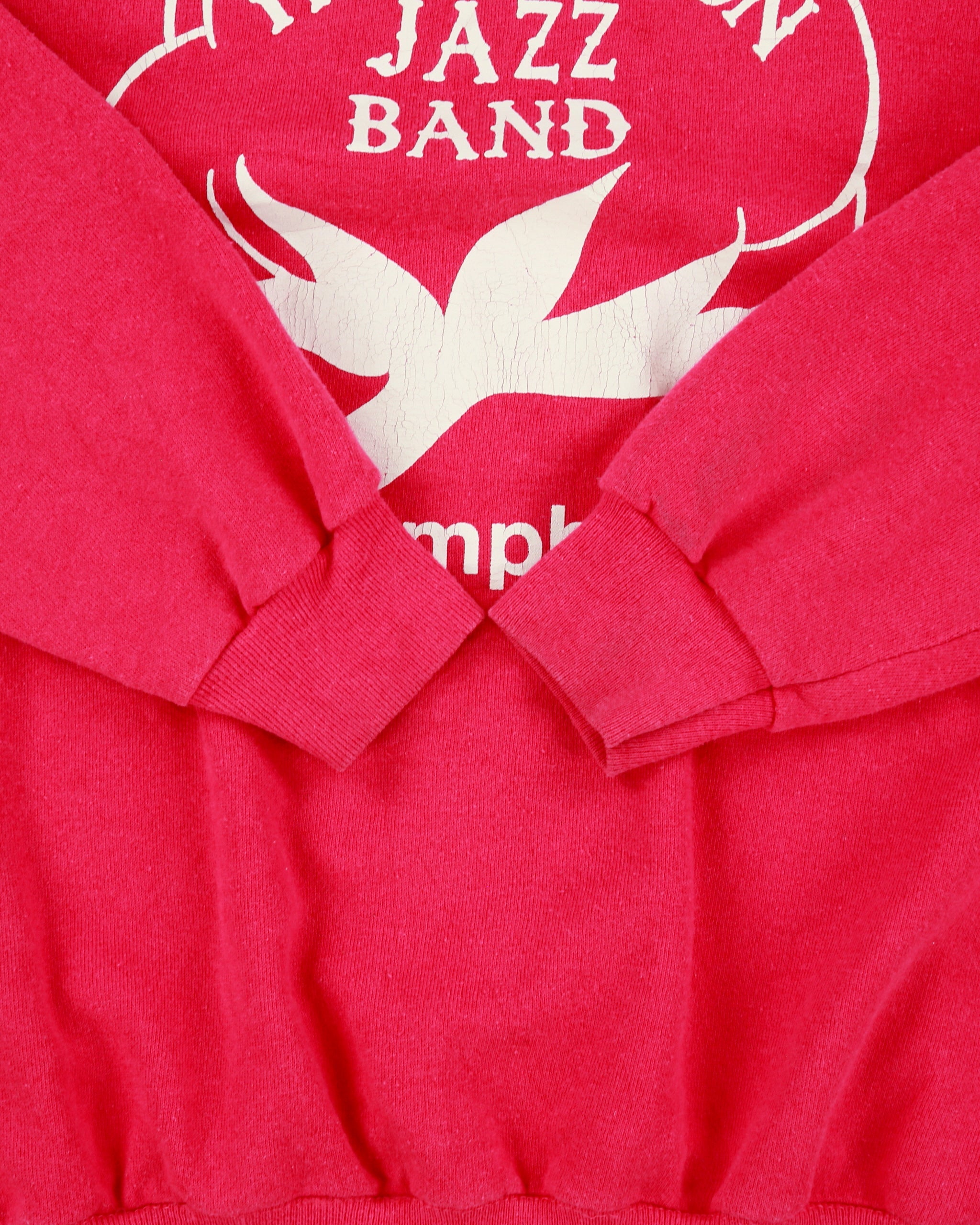 Vintage 1986 Hot Cotton Jazz Band Hot Pink Hanes Made In USA Crewneck Sweatshirt - XL