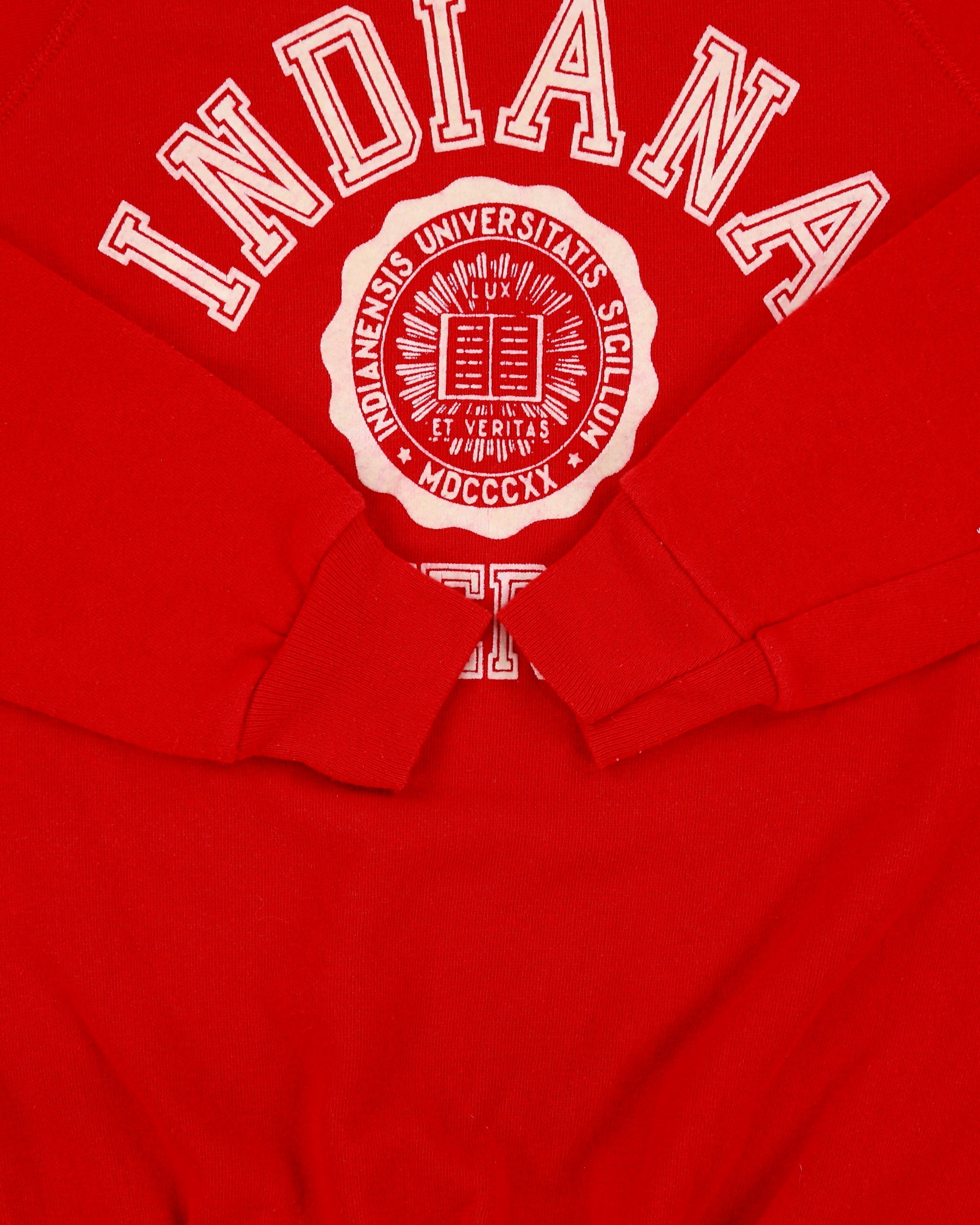 Vintage 1970s Indiana University Puff Print Wolf &amp; Sons Union Made In USA Crewneck Sweatshirt - M