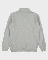 Vintage Reebok Classic Grey Marl Embroidered Spell Out Quarter-Zip Sweatshirt - M