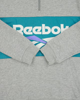 Vintage Reebok Classic Grey Marl Embroidered Spell Out Quarter-Zip Sweatshirt - M