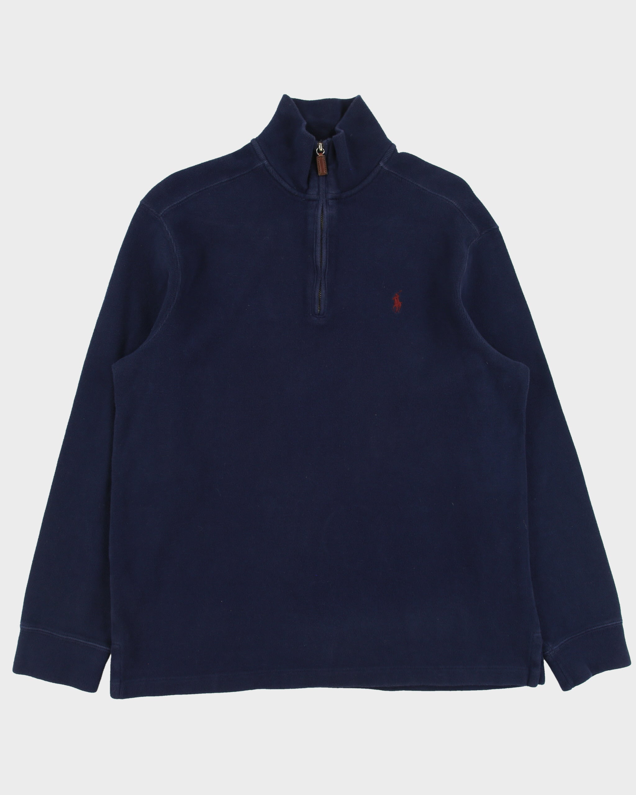 Vintage Y2K 00s Polo Ralph Lauren Navy Funnel Neck Quarter-Zip Sweatshirt - L