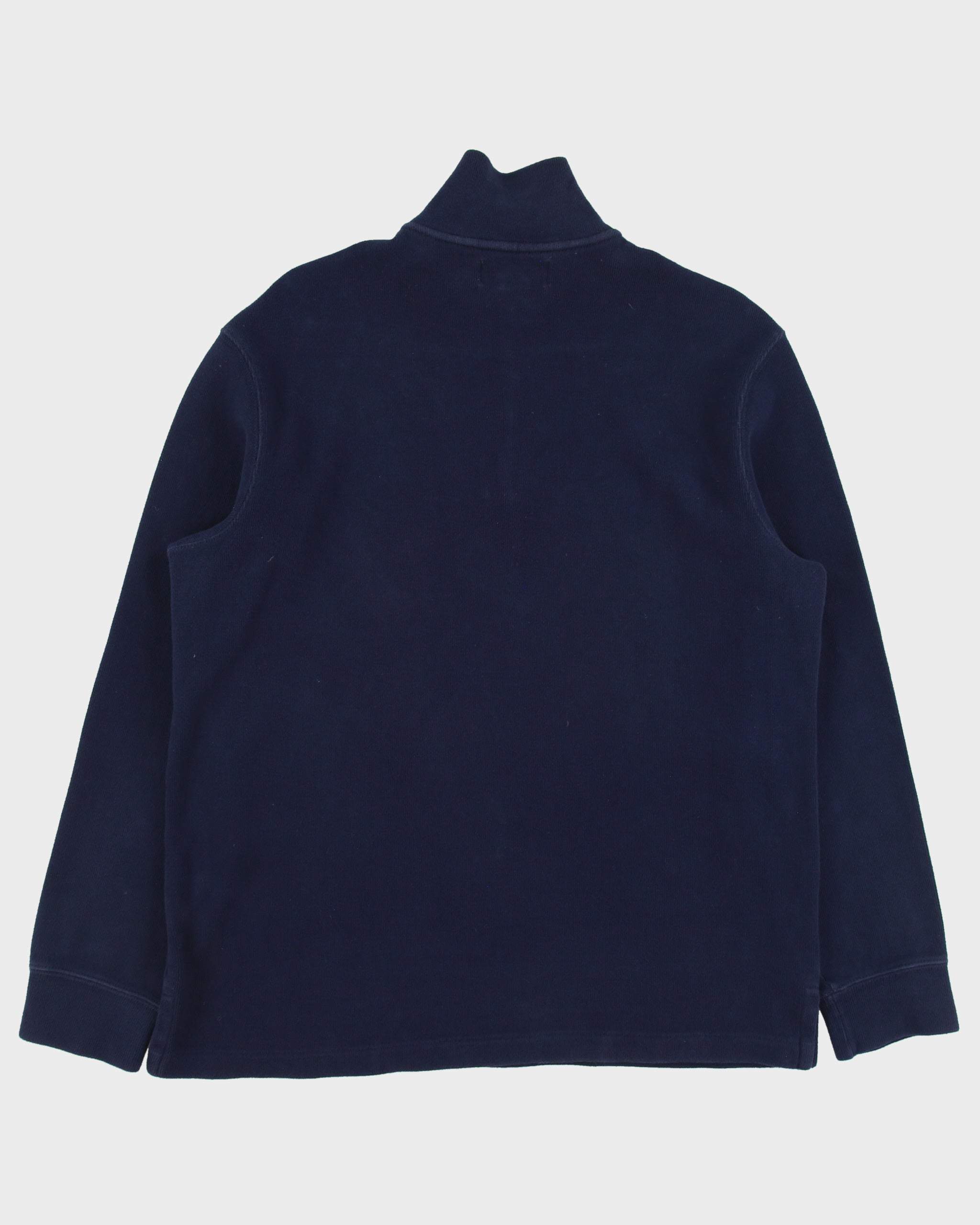 Vintage Y2K 00s Polo Ralph Lauren Navy Funnel Neck Quarter-Zip Sweatshirt - L