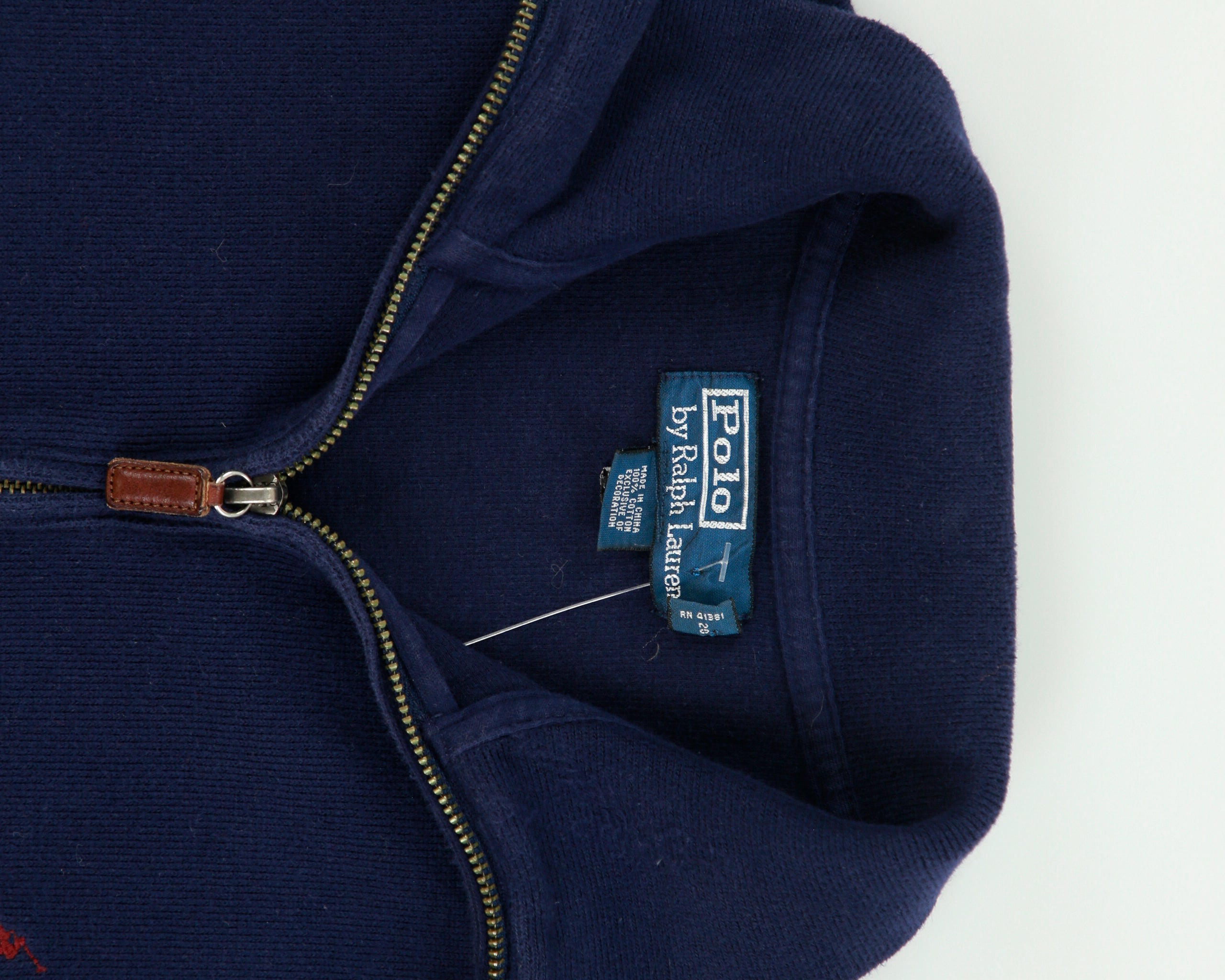 Vintage Y2K 00s Polo Ralph Lauren Navy Funnel Neck Quarter-Zip Sweatshirt - L