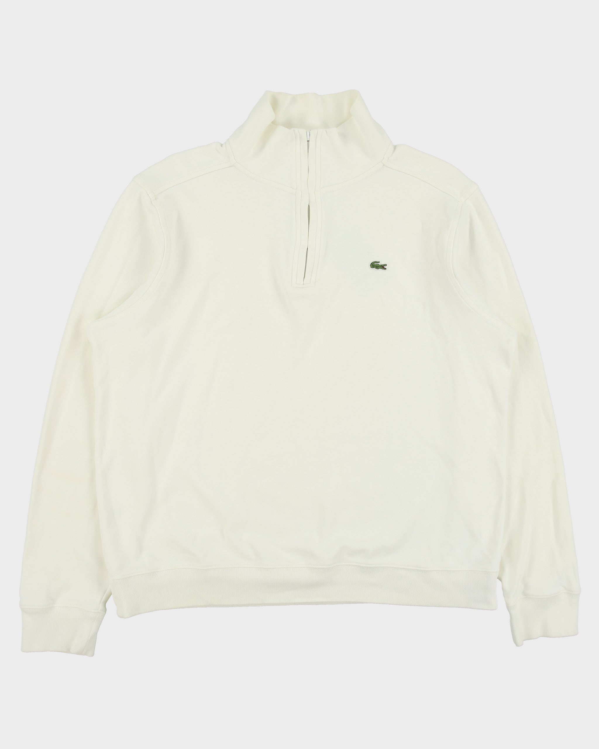 Vintage Y2K 00s Lacoste Classic Croc Pique Funnel Neck Quarter-Zip Sweatshirt - XL