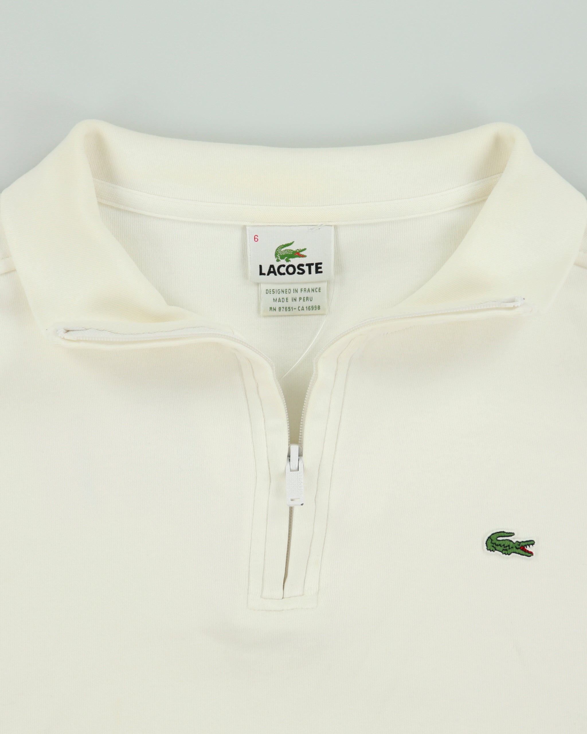 Vintage Y2K 00s Lacoste Classic Croc Pique Funnel Neck Quarter-Zip Sweatshirt - XL