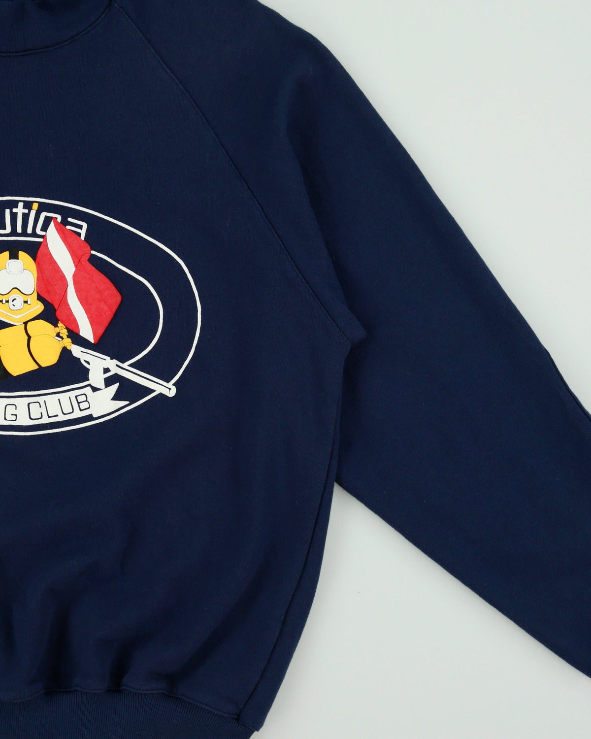 Vintage 1990s Nautica Diving Club Navy Puff Print High-Neck Crewneck Sweatshirt - L