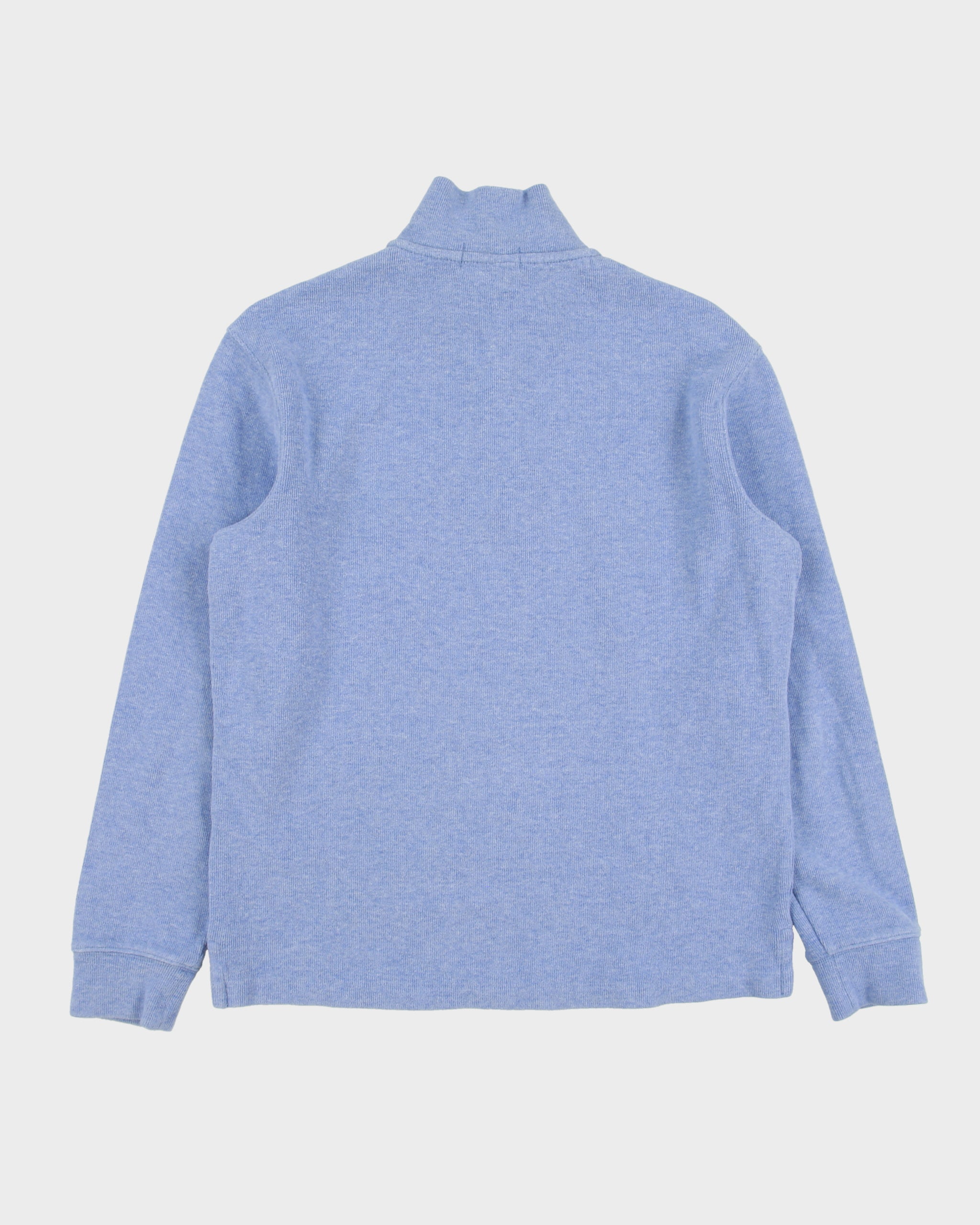 Vintage Polo Ralph Lauren Sky Blue Marl Classic Pony Quarter-Zip Sweatshirt - M