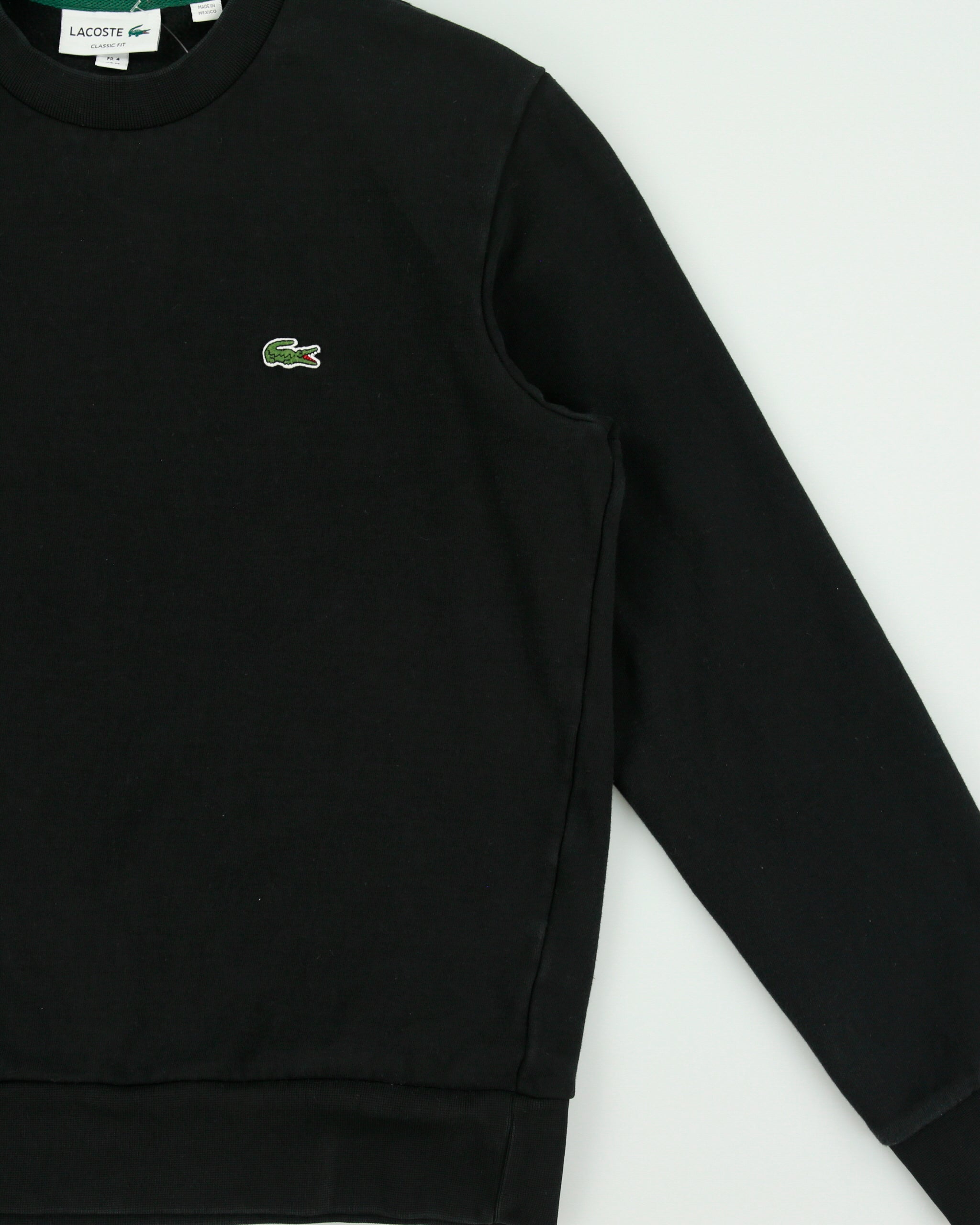 Vintage Lacoste Black Croc Pique Heavyweight Classic Fit Crewneck Sweatshirt - M