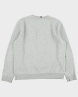 Vintage Tommy Hilfiger Grey Marl Embroidered Spell Out Fleece Lined Crewneck Sweatshirt - L
