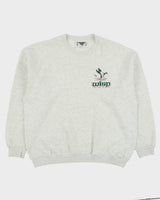 Vintage 1990s Lee Grey Marl Made In USA Heavyweight Embroidered Deep Creek Lake Crewneck Sweatshirt - XL