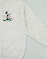 Vintage 1990s Lee Grey Marl Made In USA Heavyweight Embroidered Deep Creek Lake Crewneck Sweatshirt - XL
