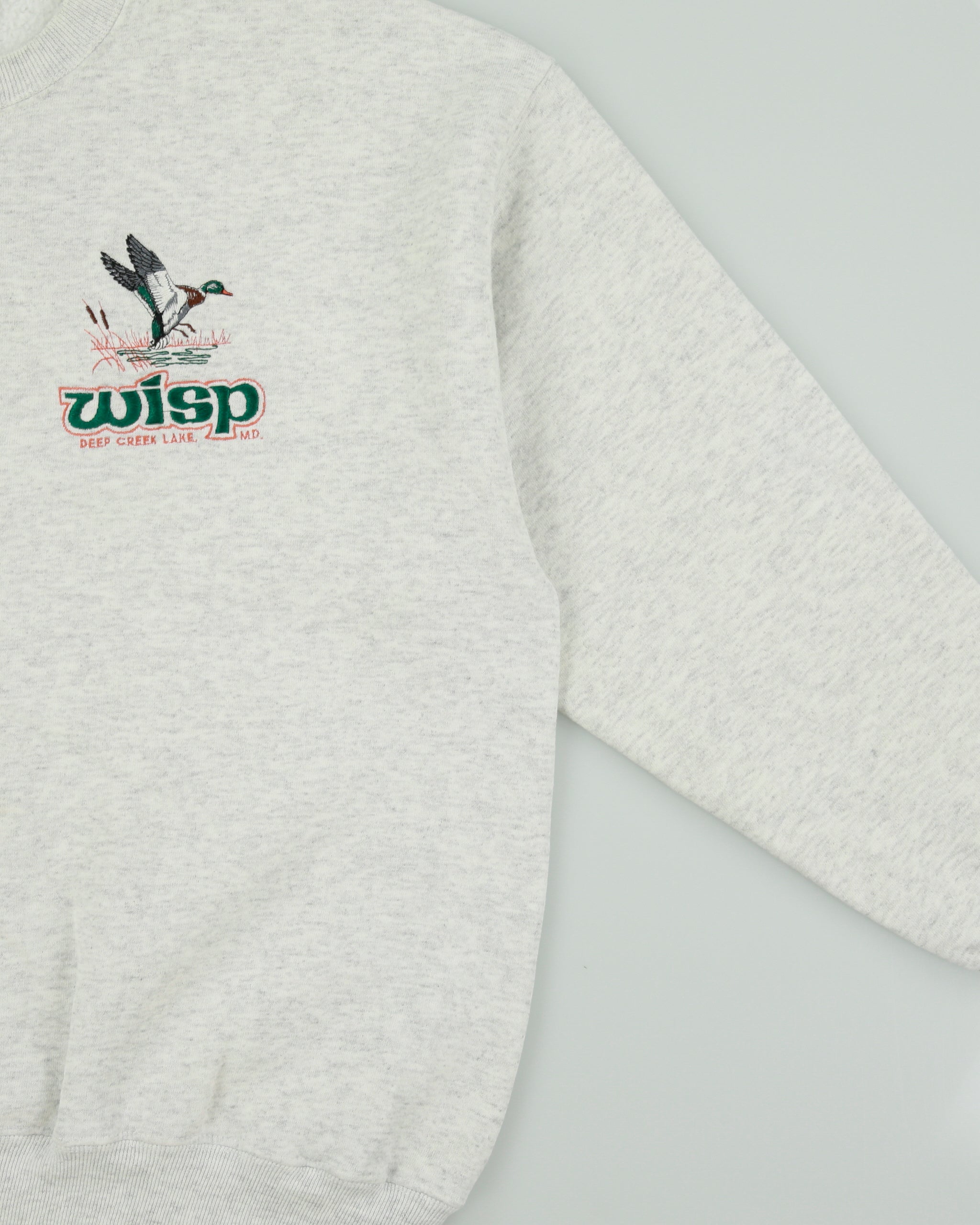 Vintage 1990s Lee Grey Marl Made In USA Heavyweight Embroidered Deep Creek Lake Crewneck Sweatshirt - XL