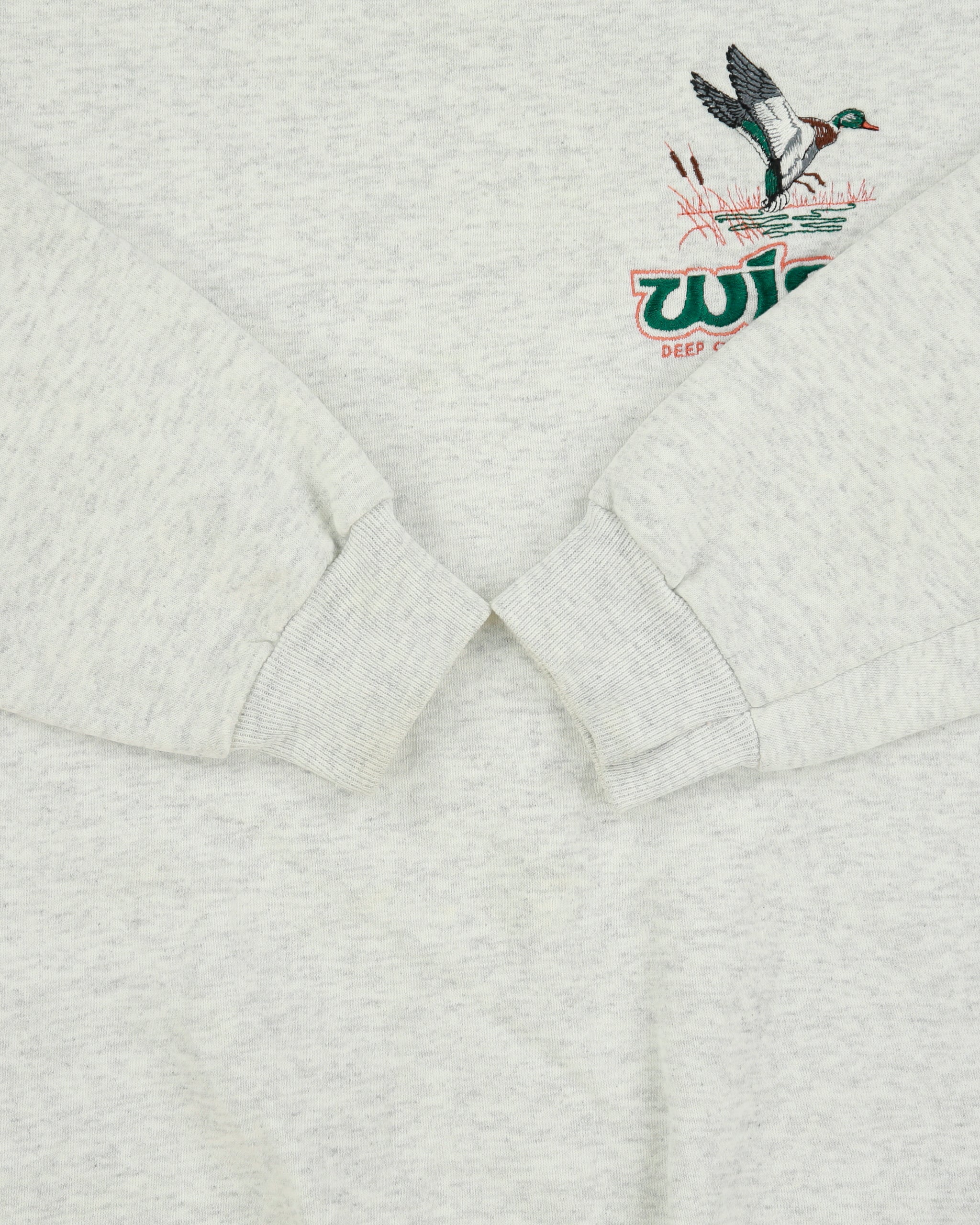 Vintage 1990s Lee Grey Marl Made In USA Heavyweight Embroidered Deep Creek Lake Crewneck Sweatshirt - XL