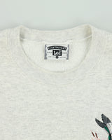 Vintage 1990s Lee Grey Marl Made In USA Heavyweight Embroidered Deep Creek Lake Crewneck Sweatshirt - XL