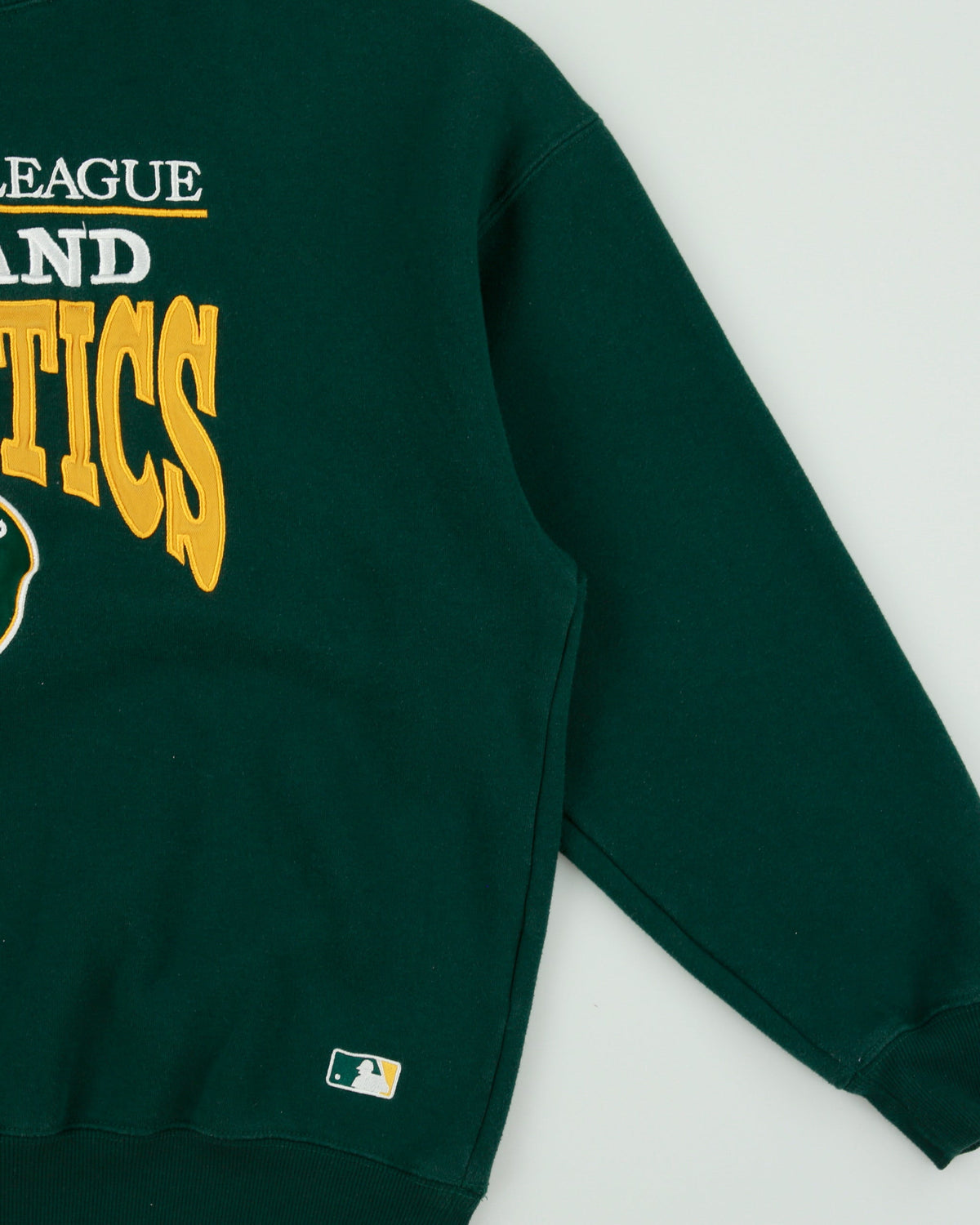 Vintage Y2K 00s MLB Forest Green Oakland Athletics Embroidered Crewneck Baseball Sweatshirt - L