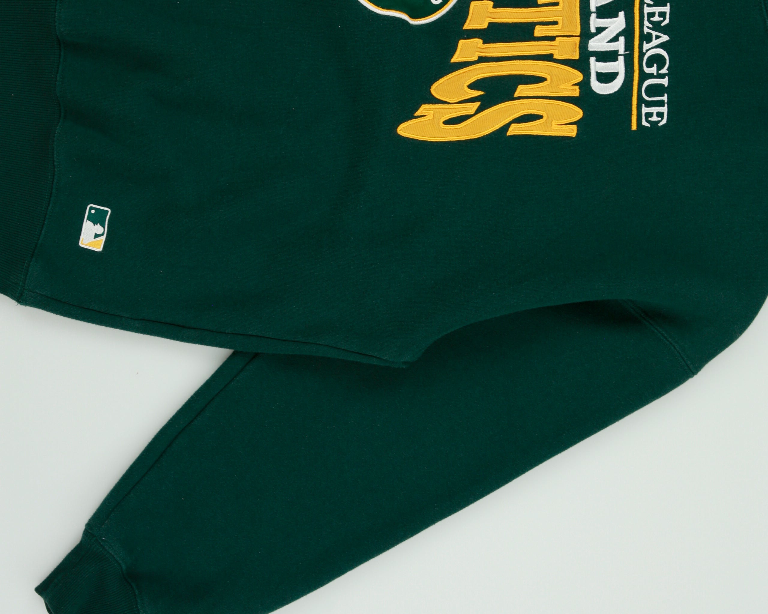 Vintage Y2K 00s MLB Forest Green Oakland Athletics Embroidered Crewneck Baseball Sweatshirt - L