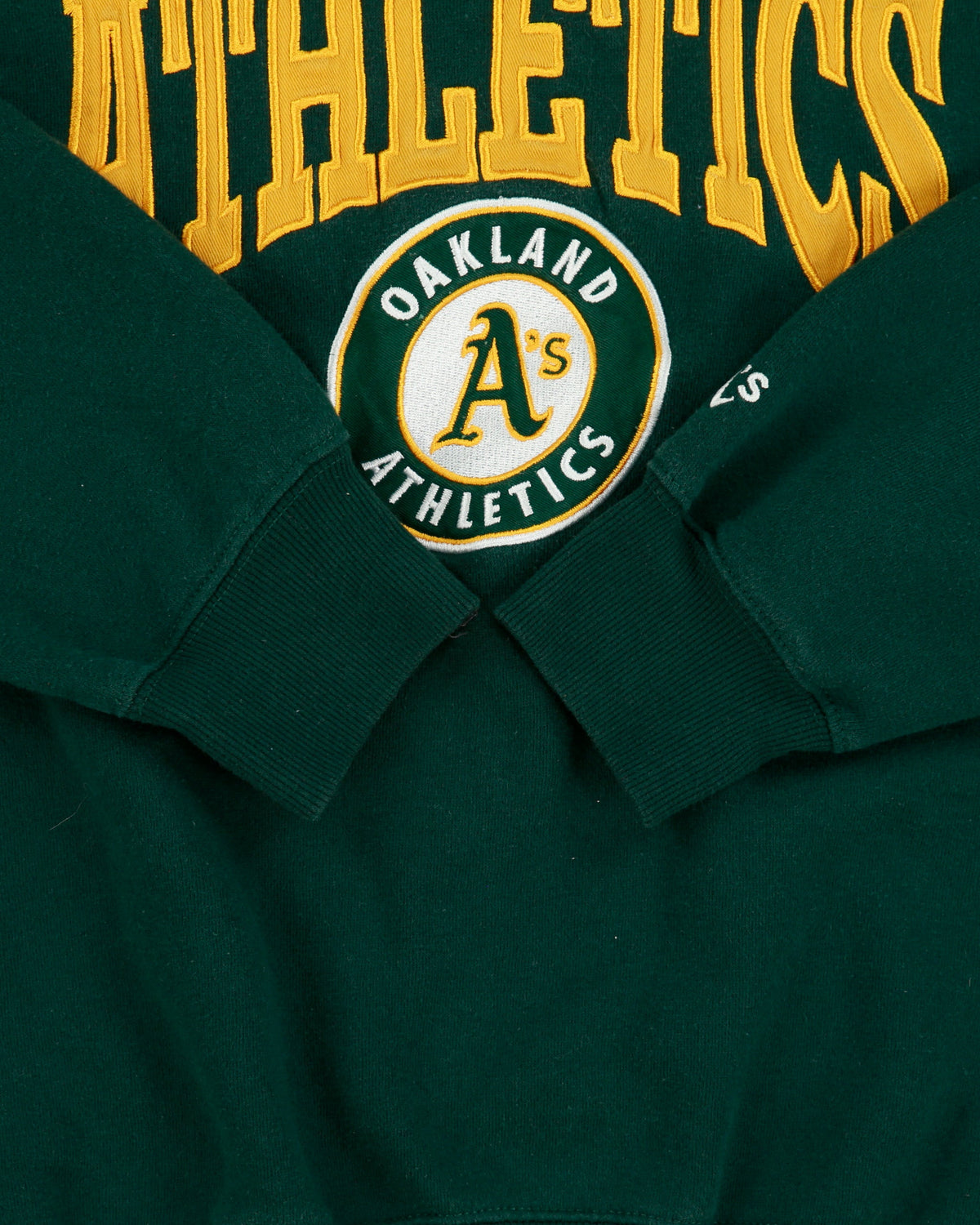 Vintage Y2K 00s MLB Forest Green Oakland Athletics Embroidered Crewneck Baseball Sweatshirt - L