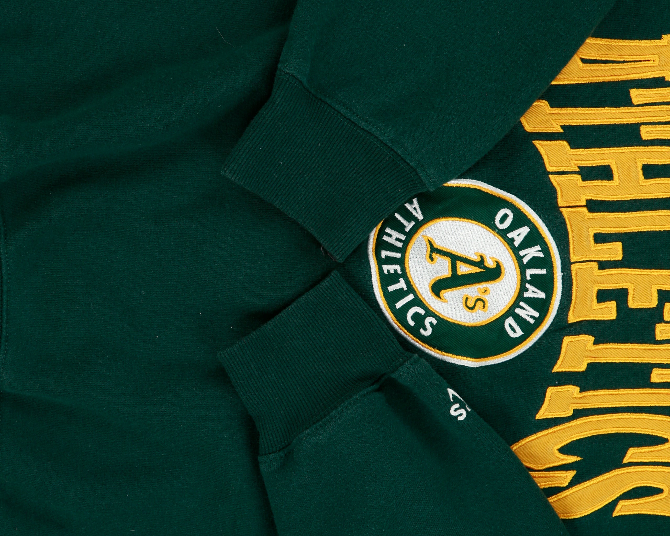 Vintage Y2K 00s MLB Forest Green Oakland Athletics Embroidered Crewneck Baseball Sweatshirt - L