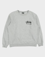 Vintage Stussy Grey Marl Stcok Logo Crewneck Sweatshirt - M