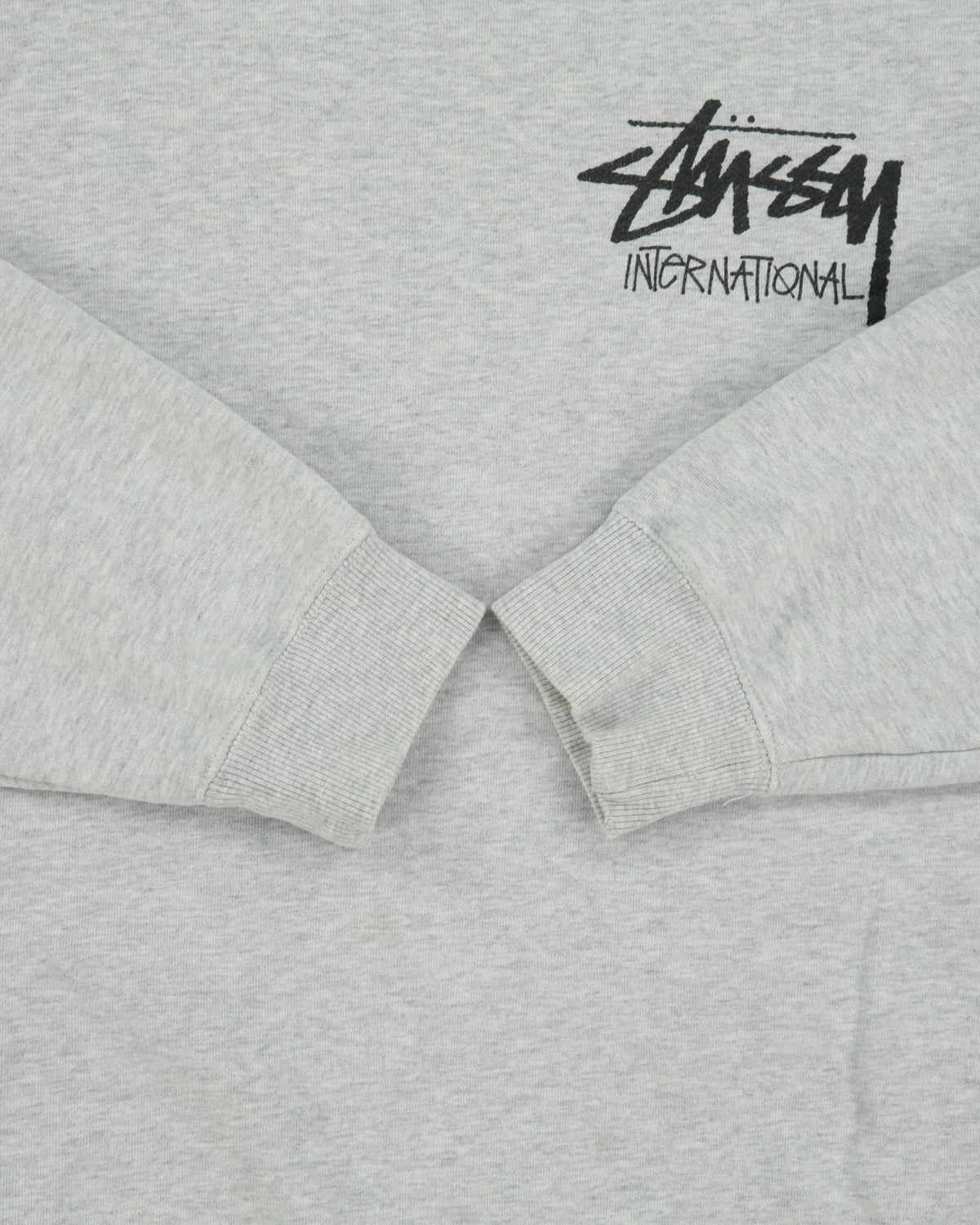 Vintage Stussy Grey Marl Stcok Logo Crewneck Sweatshirt - M