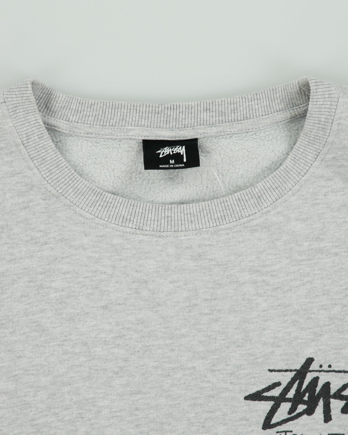 Vintage Stussy Grey Marl Stcok Logo Crewneck Sweatshirt - M