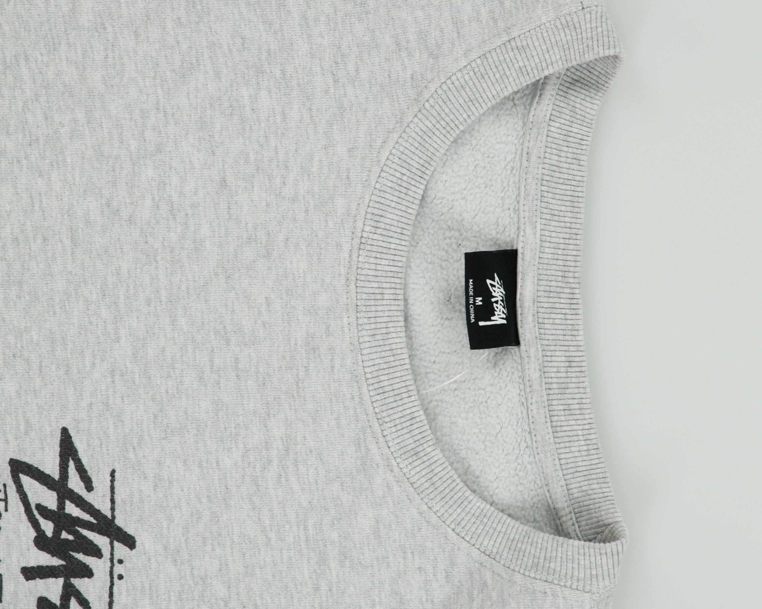 Vintage Stussy Grey Marl Stcok Logo Crewneck Sweatshirt - M