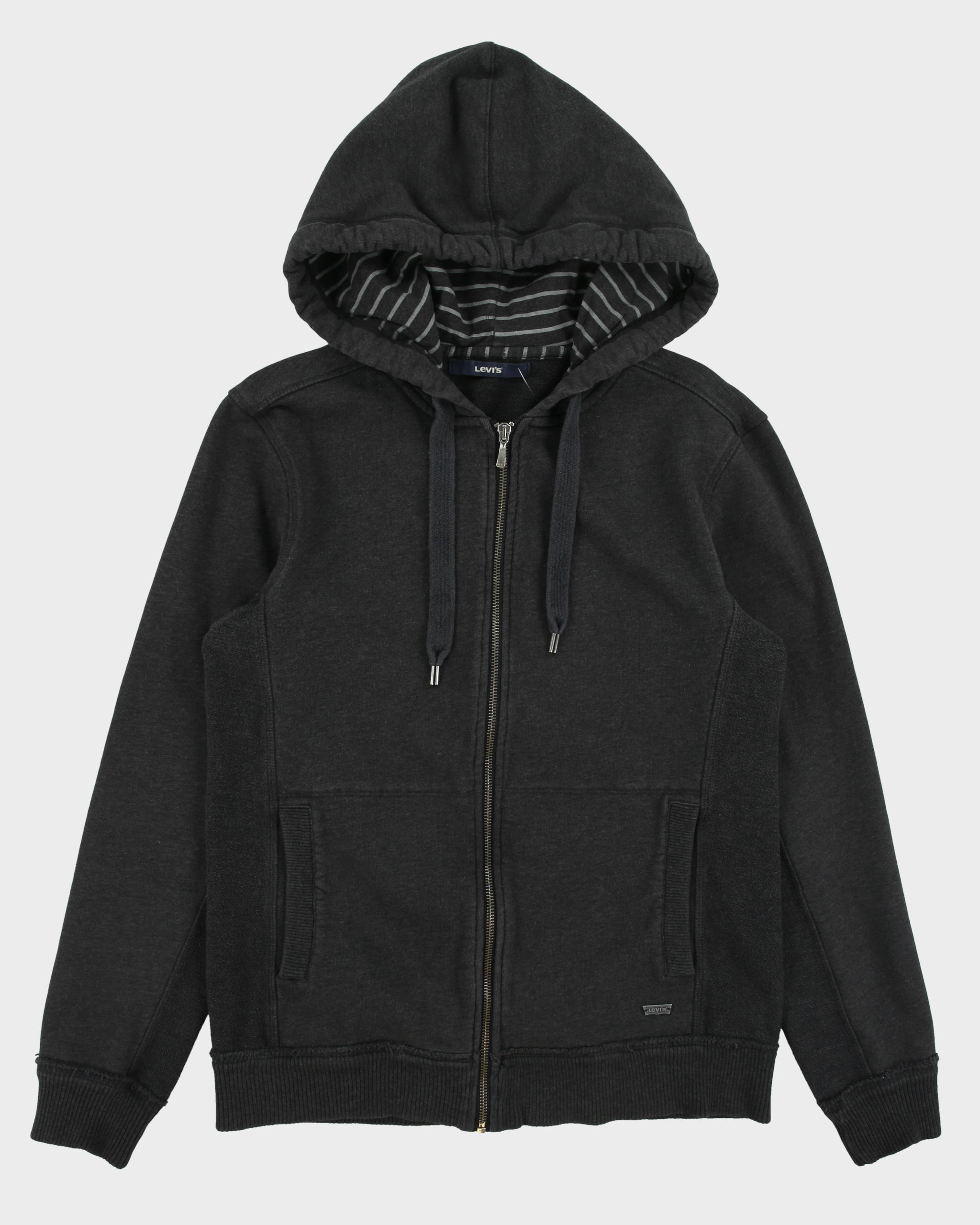 Vintage Y2K 00s Levi's Grey Marl Heavyweight Zip-Up Hoodie - S