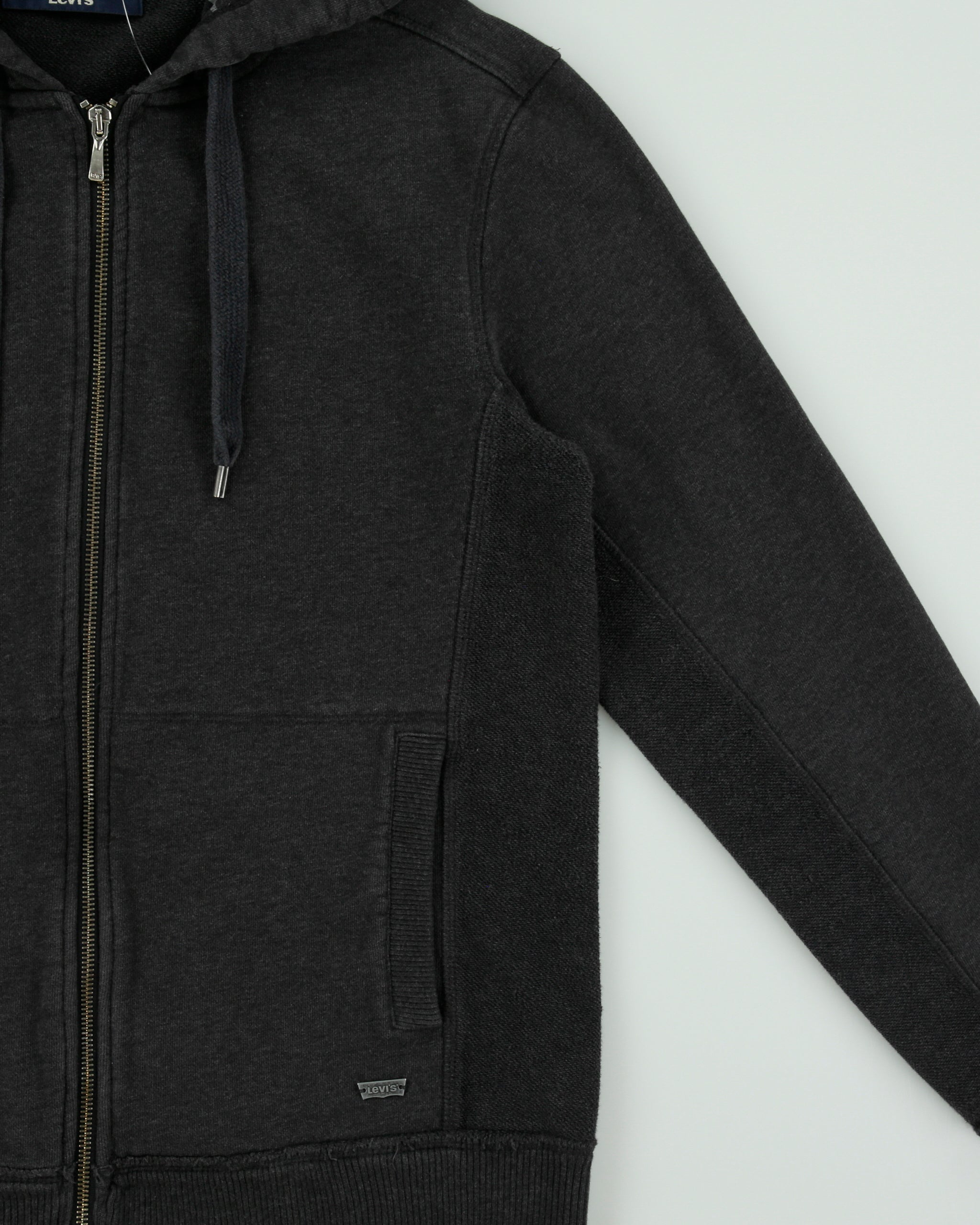 Vintage Y2K 00s Levi's Grey Marl Heavyweight Zip-Up Hoodie - S
