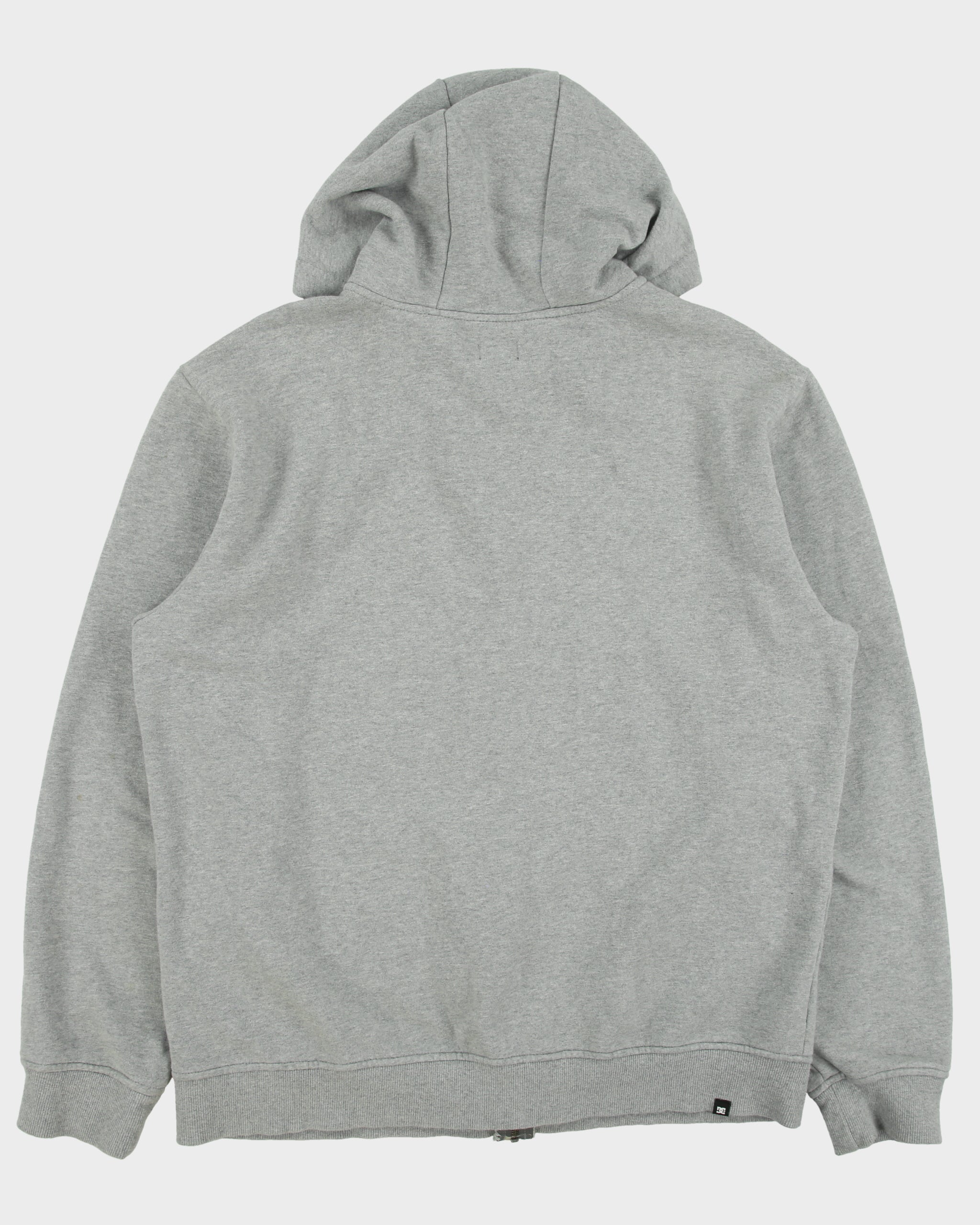 Vintage Y2K 00s DC Shoe Co. Grey Marl Plaid Embroidered Zip-Up Hoodie - L