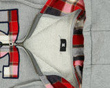 Vintage Y2K 00s DC Shoe Co. Grey Marl Plaid Embroidered Zip-Up Hoodie - L