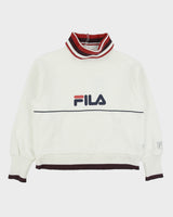 Vintage Fila Heavyweight Stripe Ribbed Boxy Roll Neck Sweatshirt - M