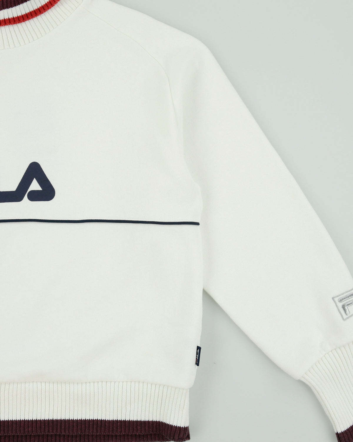 Vintage Fila Heavyweight Stripe Ribbed Boxy Roll Neck Sweatshirt - M