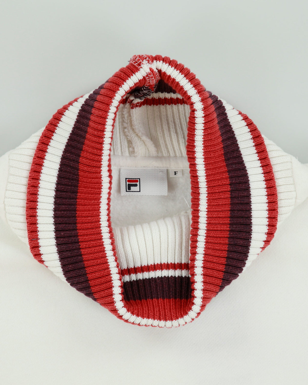Vintage Fila Heavyweight Stripe Ribbed Boxy Roll Neck Sweatshirt - M