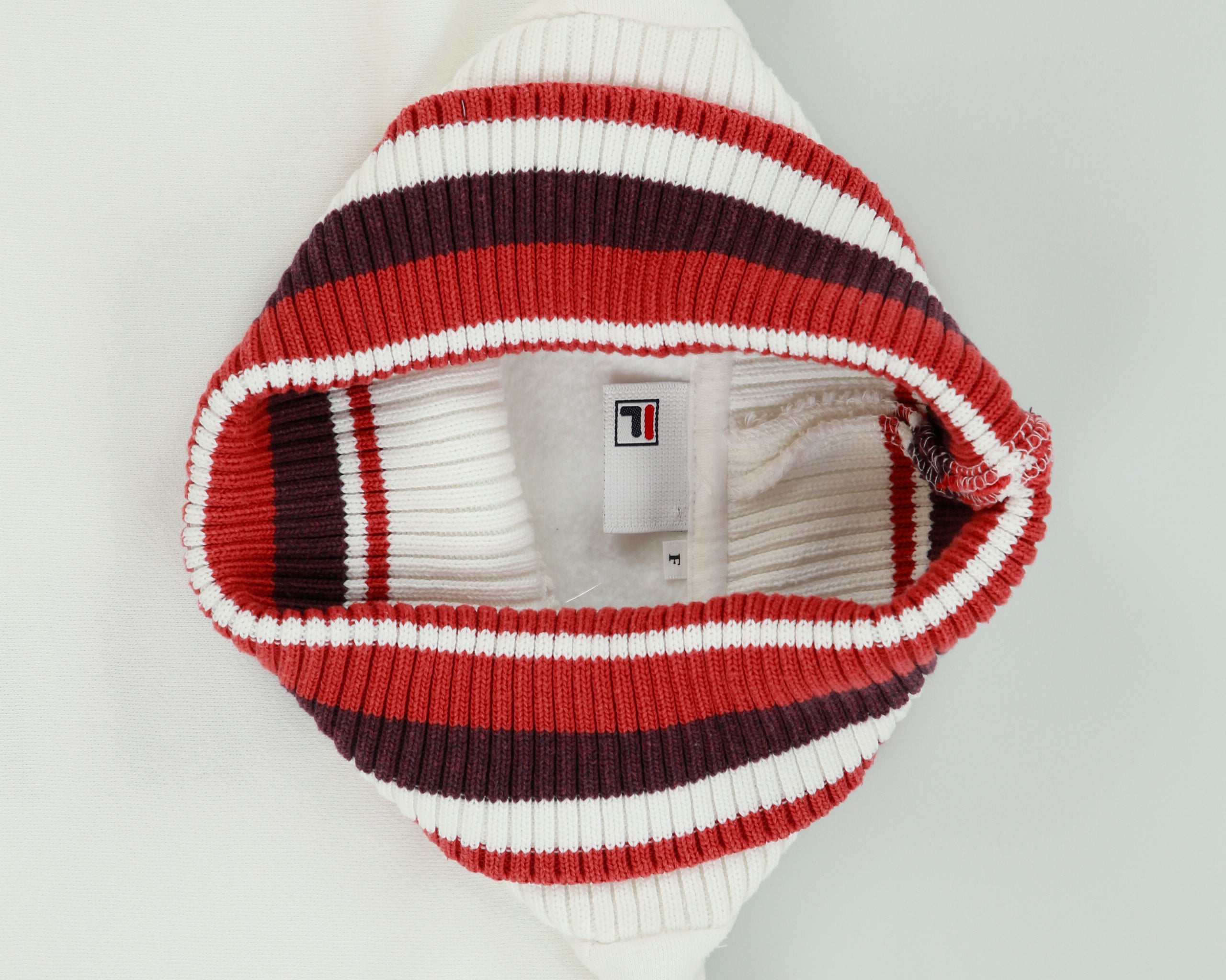 Vintage Fila Heavyweight Stripe Ribbed Boxy Roll Neck Sweatshirt - M