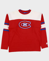 Vintage 1994 Starter Montreal Canadiens Embroidered NHL Striped Crewneck Sweatshirt - M