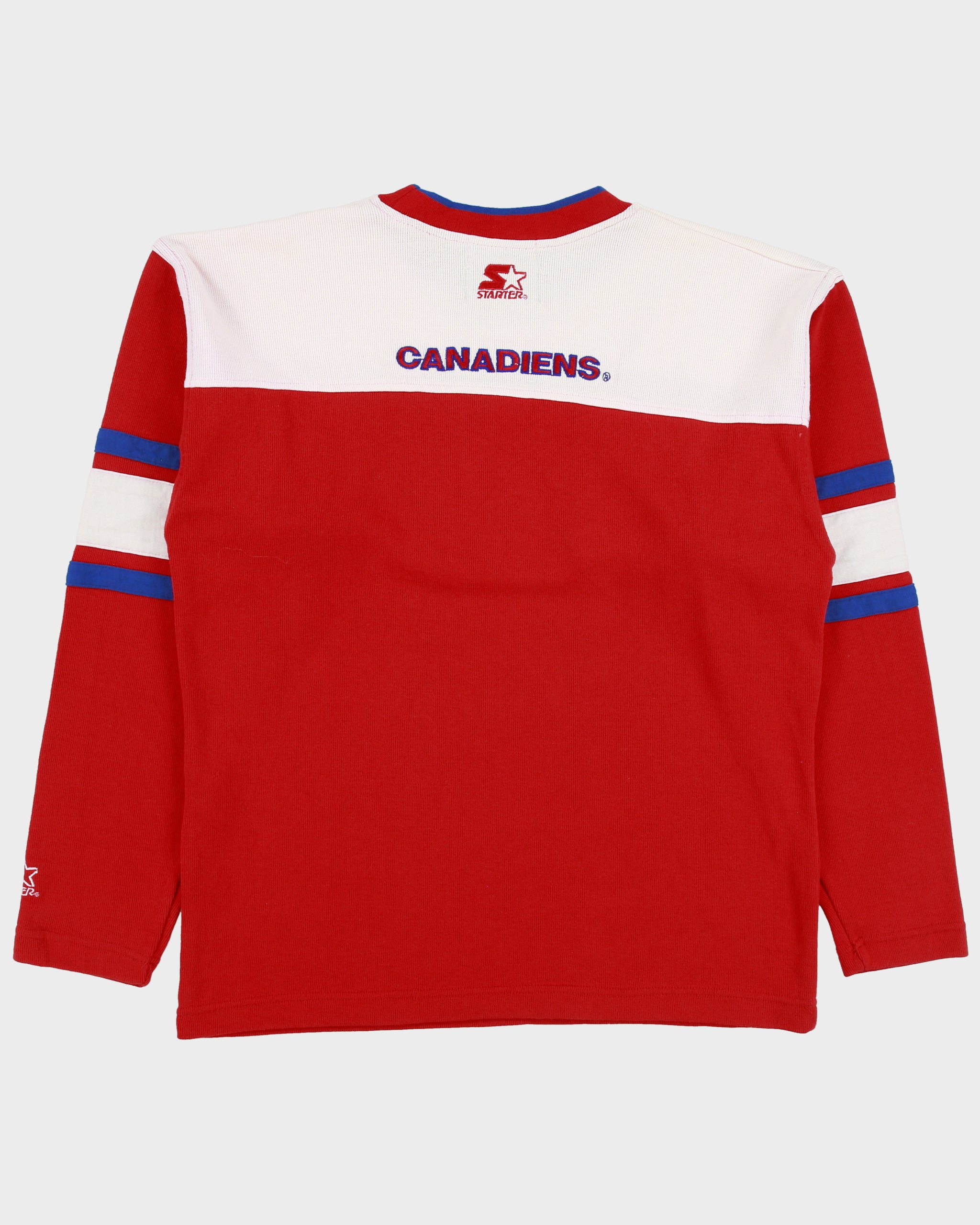 Vintage 1994 Starter Montreal Canadiens Embroidered NHL Striped Crewneck Sweatshirt - M