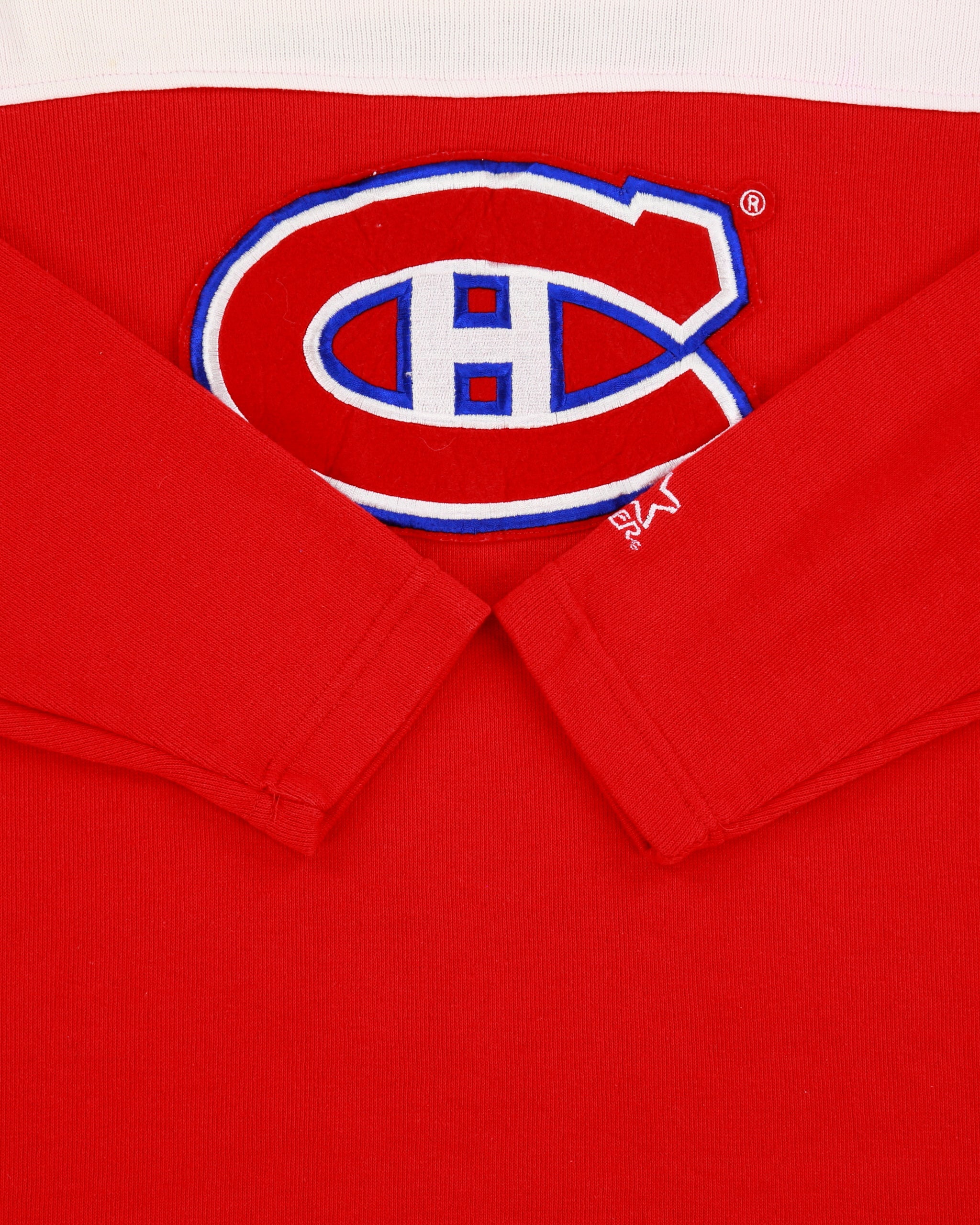 Vintage 1994 Starter Montreal Canadiens Embroidered NHL Striped Crewneck Sweatshirt - M