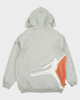 Vintage Y2K 00s Nike Air Jordan Grey Marl Heavyweight Embroidered Jumpman 23 Zip-Up Hoodie - L