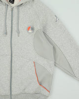 Vintage Y2K 00s Nike Air Jordan Grey Marl Heavyweight Embroidered Jumpman 23 Zip-Up Hoodie - L