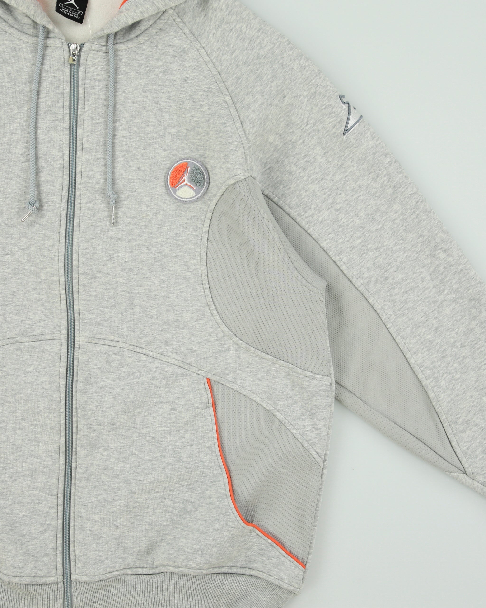 Vintage Y2K 00s Nike Air Jordan Grey Marl Heavyweight Embroidered Jumpman 23 Zip-Up Hoodie - L