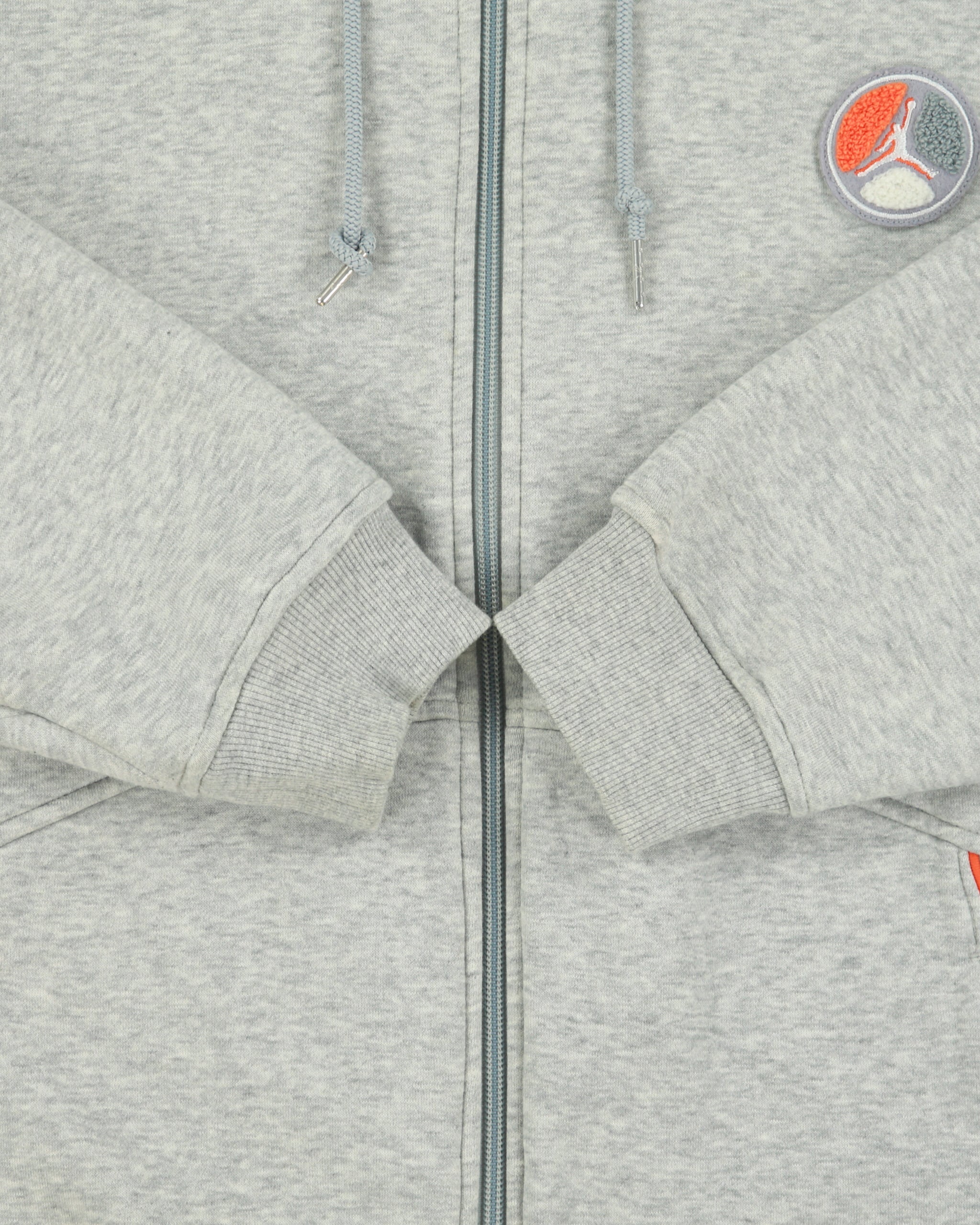 Vintage Y2K 00s Nike Air Jordan Grey Marl Heavyweight Embroidered Jumpman 23 Zip-Up Hoodie - L