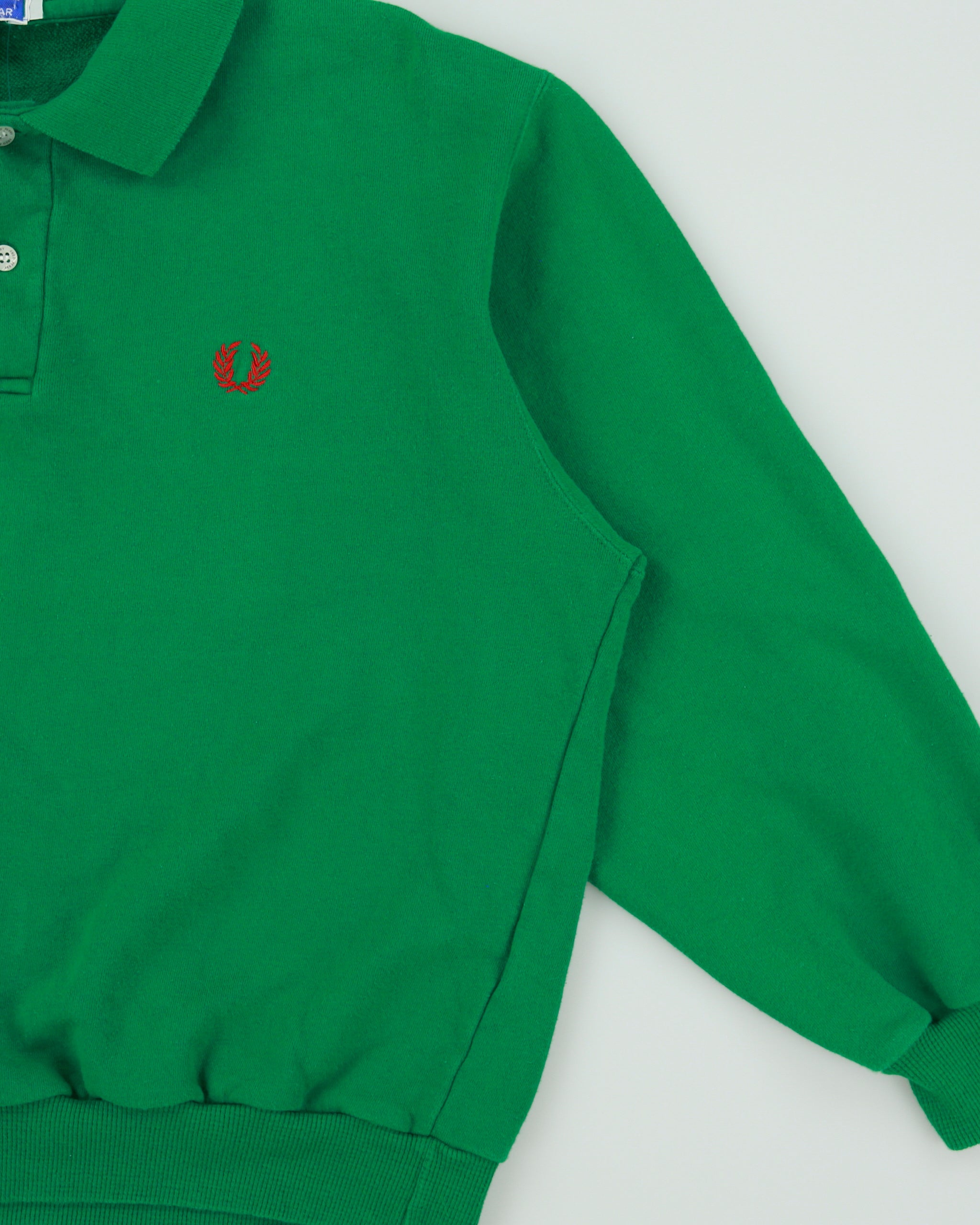 Vintage 1990s Fred Perry Sportswear Classic Pique Boxy Collared Sweatshirt - S