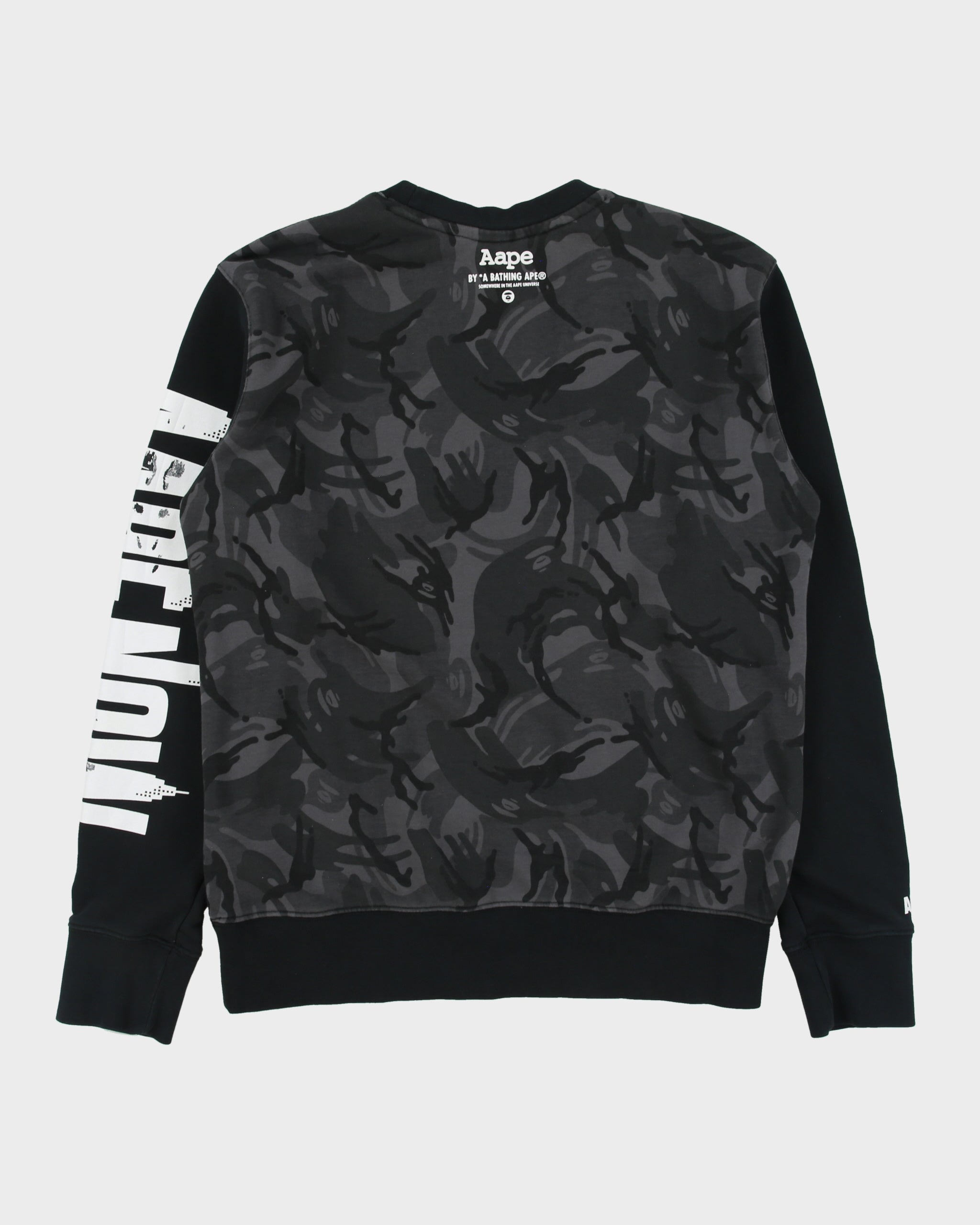 Vintage Aape By A Bathing Ape Camo Back Aape Now Crewneck Sweatshirt - L