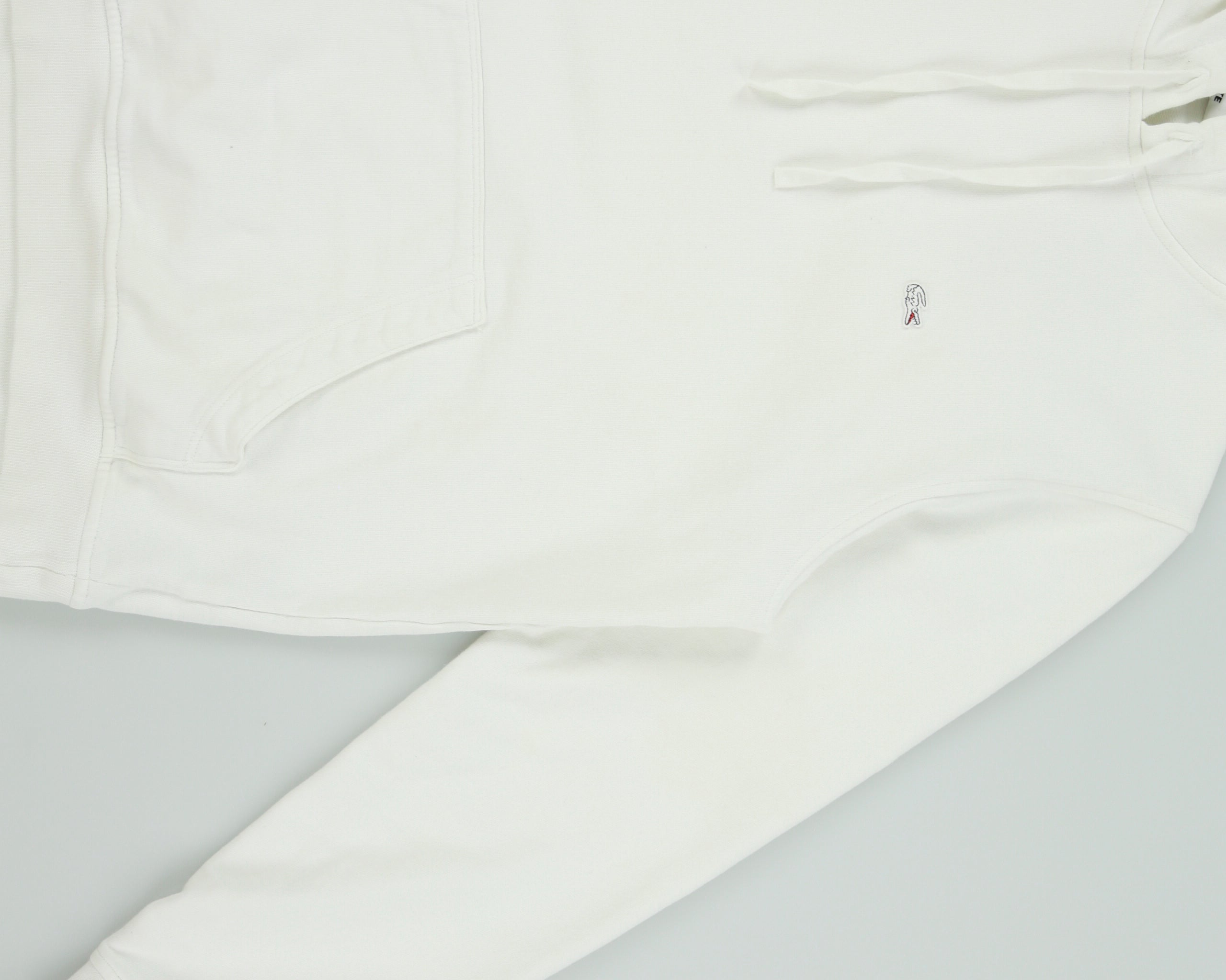 Vintage Y2K 00s Lacoste Vintage Washed White Croc Pique Heavyweight Pullover Hoodie - M