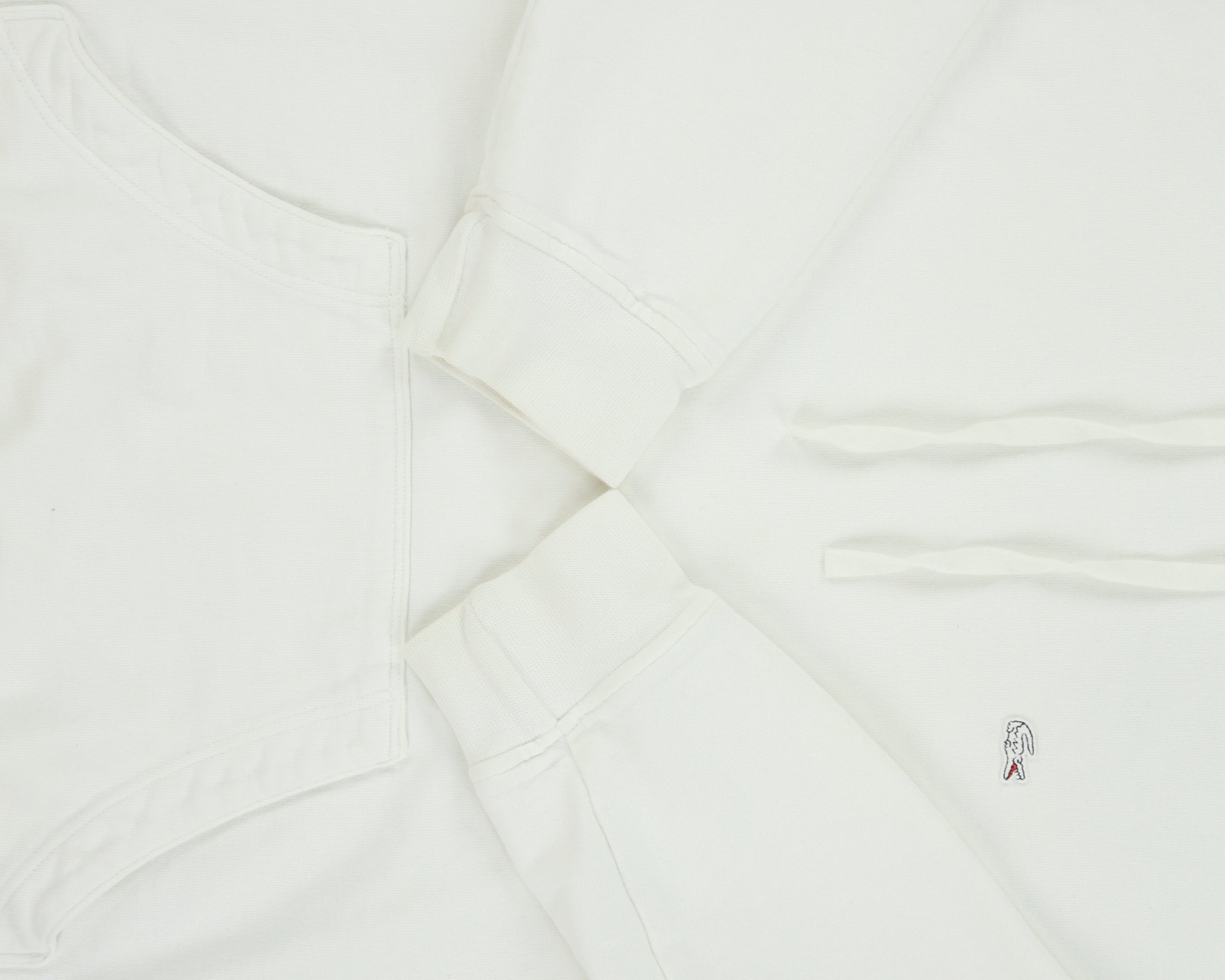Vintage Y2K 00s Lacoste Vintage Washed White Croc Pique Heavyweight Pullover Hoodie - M