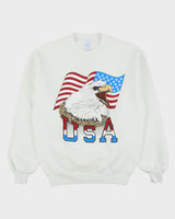 Vintage 1980s USA Eagle White Made In USA Crewneck Sweatshirt - M