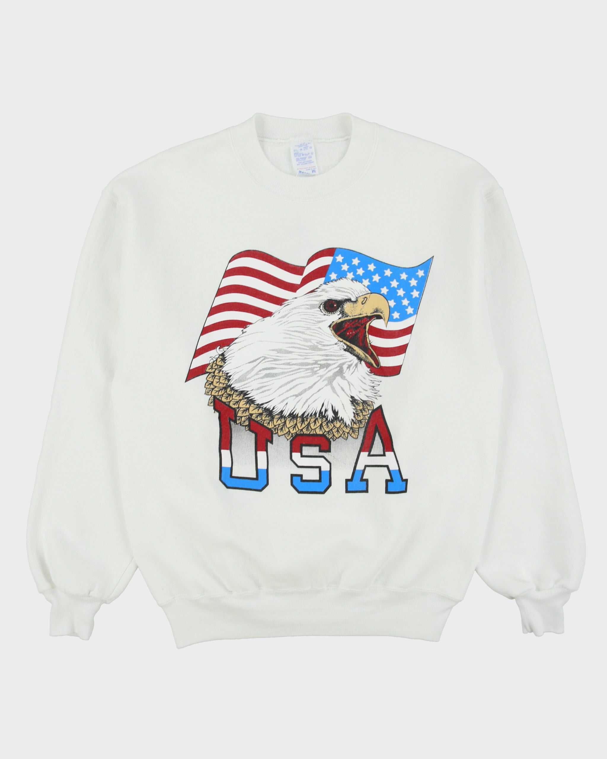Vintage 1980s USA Eagle White Made In USA Crewneck Sweatshirt - M