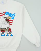Vintage 1980s USA Eagle White Made In USA Crewneck Sweatshirt - M